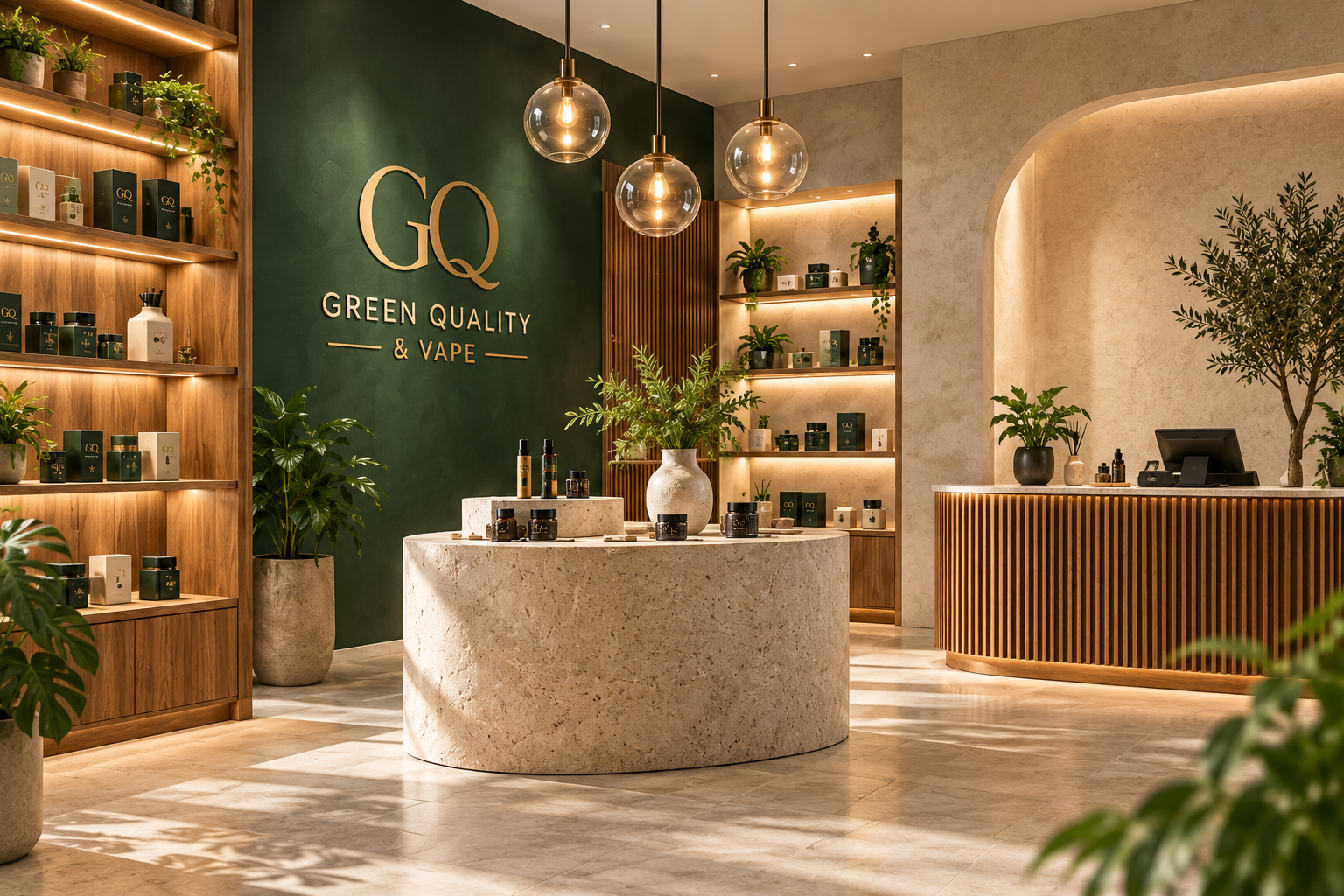 Ambiance de boutique imaginée pour Green Quality